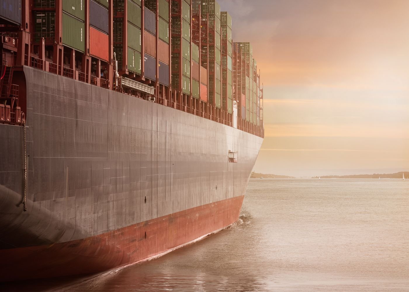 Container ship carrying international freight